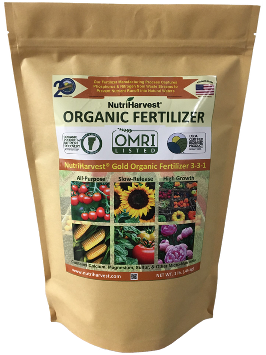 NutriHarvest® Gold Super Organic Fertilizer 3-3-1, OMRI Listed, 100% USDA-certified Biobased, in Resealable Bag