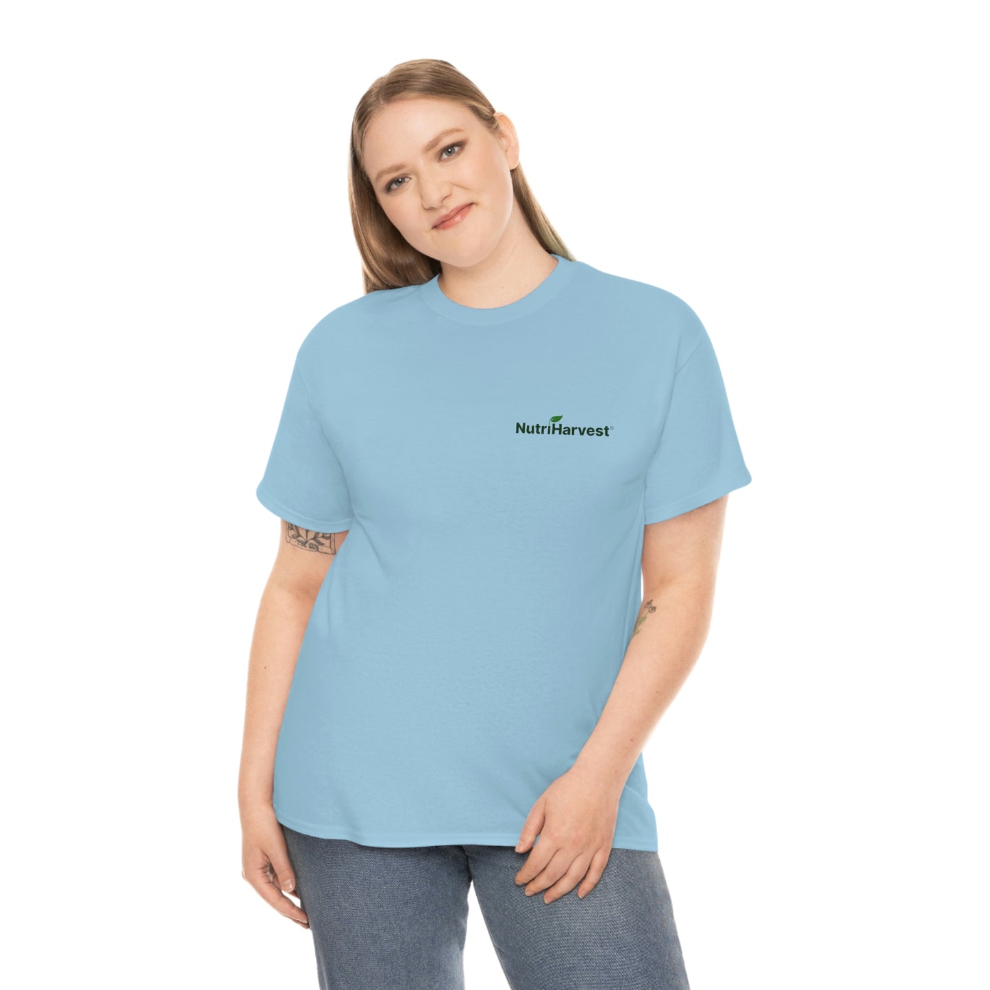 Unisex Heavy Cotton Tee NutriHarvest® in White, Ash, Sand, and Light Blue