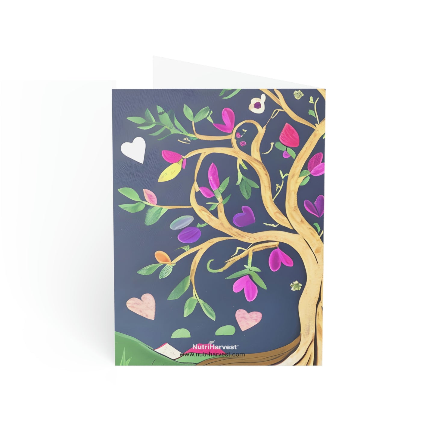 Beautiful Tree Heart Flowers Art Folded Sustainable Greeting Cards (1, 10, 30, or 50pcs)