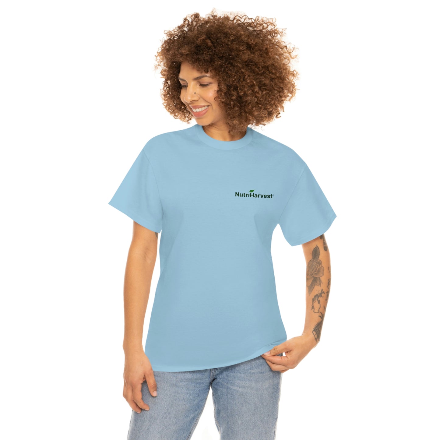 Unisex Heavy Cotton Tee NutriHarvest® in White, Ash, Sand, and Light Blue